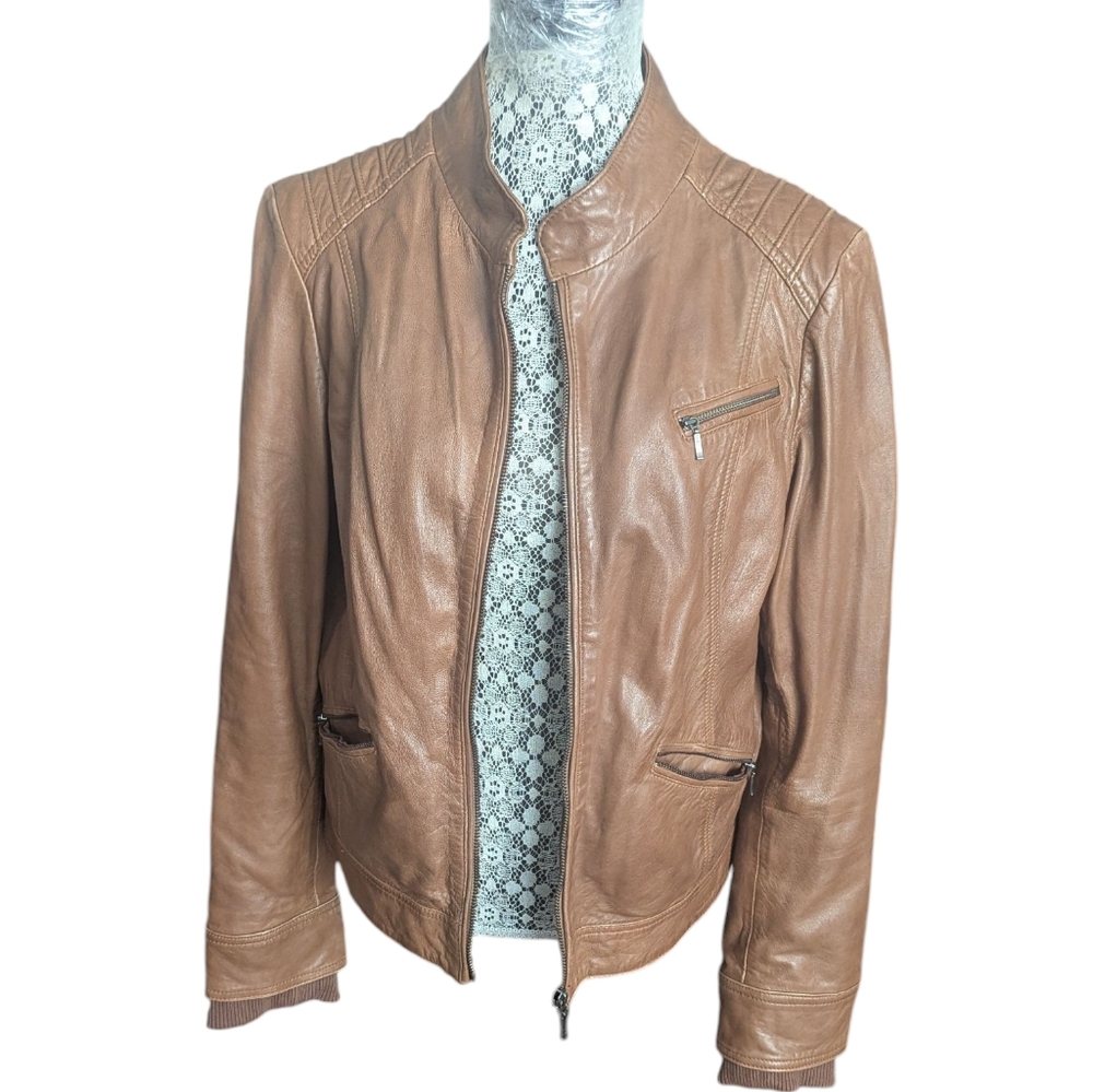 Lamarque Leather Bomber Jacket